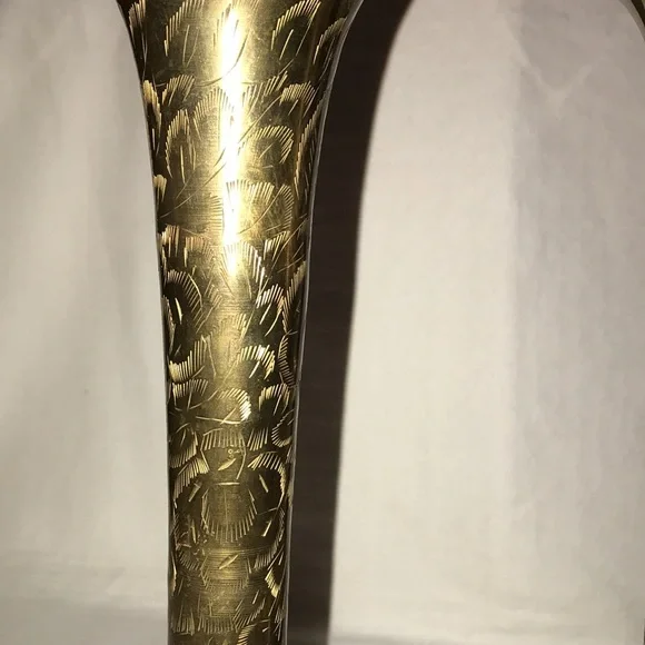 2 Brass Flower Vases made in India - 12” tall - Picture 8 of 11